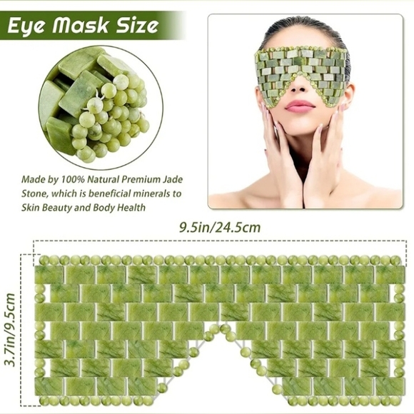 Large Green Genuine Jade Crystal Eye Mask Spa Relaxation Meditation Massage NEW! - Picture 2 of 12